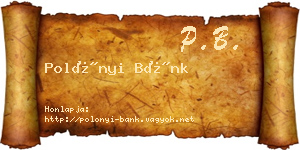 Polónyi Bánk névjegykártya